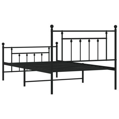 Metal Bed Frame with Headboard and Footboard Black 106x203 cm King Single Size