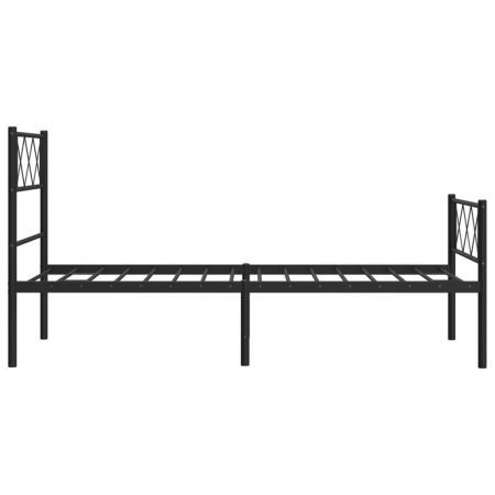 Metal Bed Frame with Headboard and Footboard Black 107x203 cm