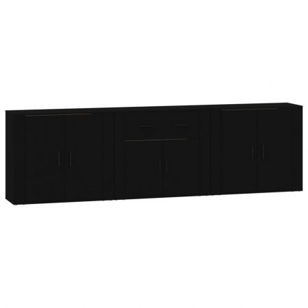 Sideboards 3 pcs Black Engineered Wood