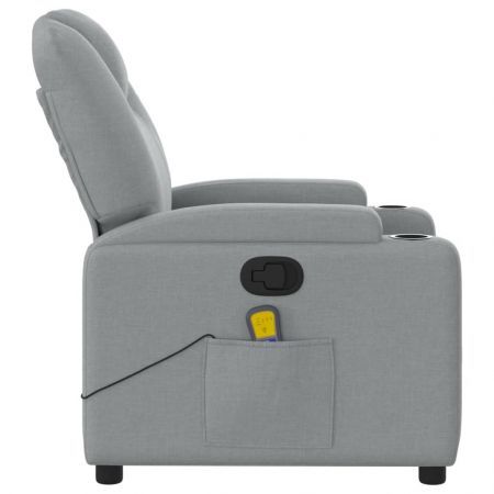 Massage Recliner Chair Light Grey Fabric