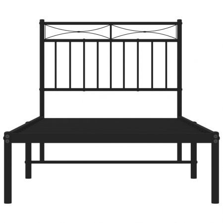 Metal Bed Frame with Headboard Black 92x187 cm Single Size