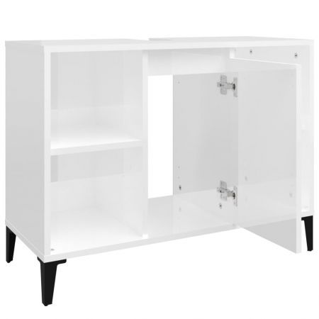 Sink Cabinet High Gloss White 80x33x60 cm Engineered Wood