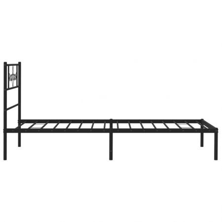 Metal Bed Frame with Headboard Black 107x203 cm