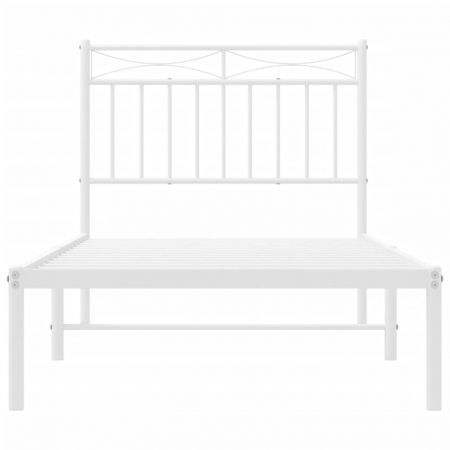 Metal Bed Frame with Headboard White 92x187 cm Single Size