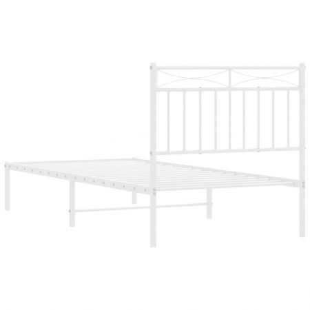 Metal Bed Frame with Headboard White 92x187 cm Single Size