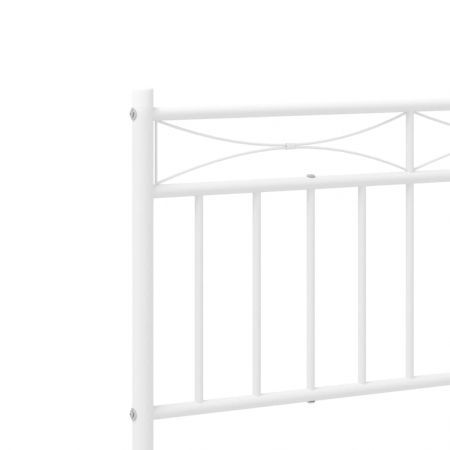 Metal Bed Frame with Headboard White 92x187 cm Single Size