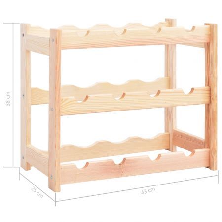 Wine Rack for 12 Bottles Solid Wood Pine