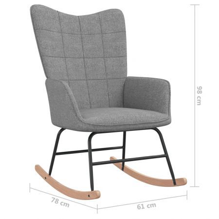 Rocking Chair with a Stool Light Grey Fabric