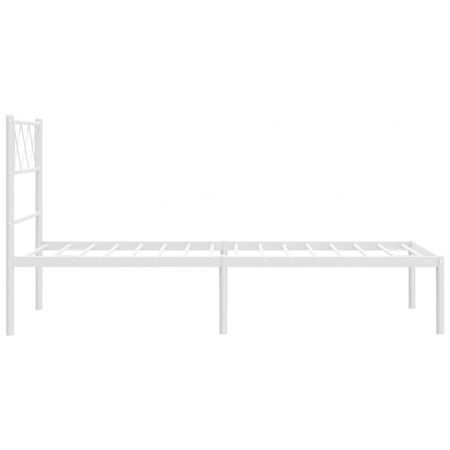 Metal Bed Frame with Headboard White 107x203 cm