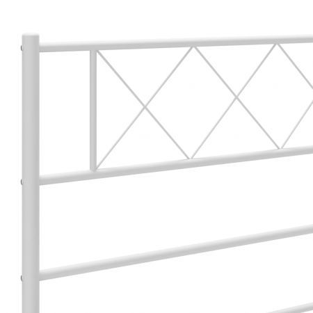 Metal Bed Frame with Headboard White 107x203 cm