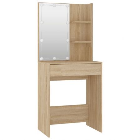 Dressing Table Set with LED Sonoma Oak Engineered Wood