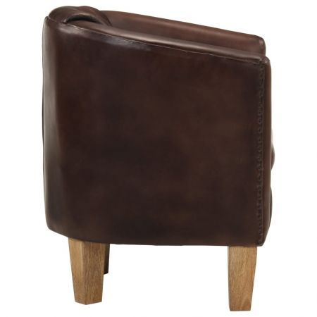 Tub Chair Light Brown Real Leather