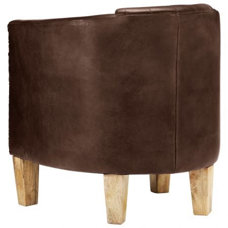 Tub Chair Light Brown Real Leather