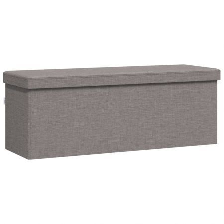 Storage Bench Foldable Light Grey Faux Linen