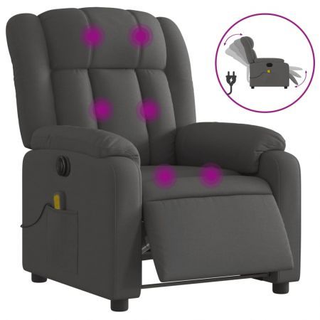 Electric Massage Recliner Chair Dark Grey Fabric