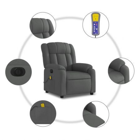 Electric Massage Recliner Chair Dark Grey Fabric