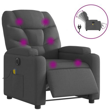 Electric Massage Recliner Chair Dark Grey Fabric