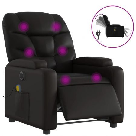 Electric Massage Recliner Chair Black Faux Leather