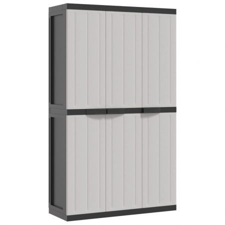 Outdoor Storage Cabinet Grey and Black 97x37x165 cm PP