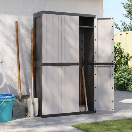 Outdoor Storage Cabinet Grey and Black 97x37x165 cm PP