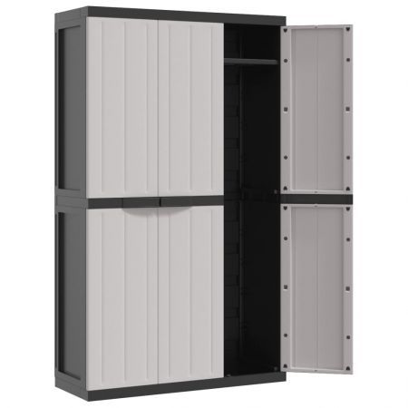 Outdoor Storage Cabinet Grey and Black 97x37x165 cm PP