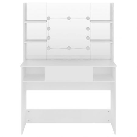 Makeup Table with LED Lights 100x40x135 cm MDF White