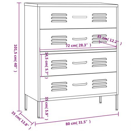 Chest of Drawers Anthracite 80x35x101.5 cm Steel