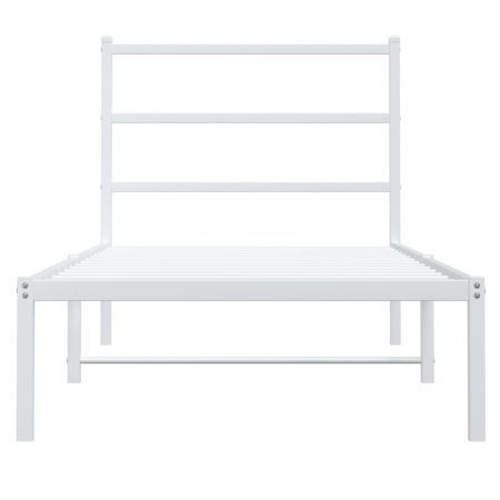 Metal Bed Frame with Headboard White 90x190 cm