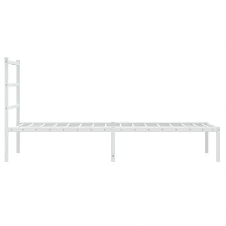 Metal Bed Frame with Headboard White 90x190 cm