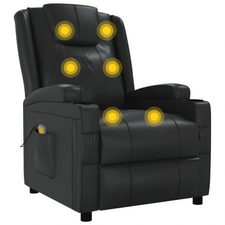 Massage Chair Black Faux Leather