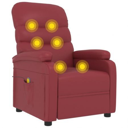 Massage Chair Wine Red Faux Leather