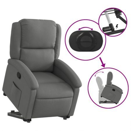 Stand up Recliner Chair Dark Grey Fabric