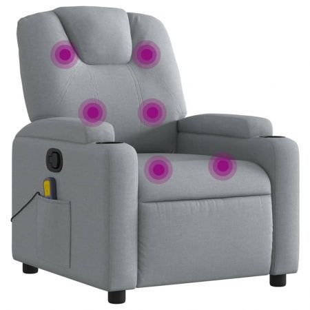 Massage Recliner Chair Light Grey Fabric