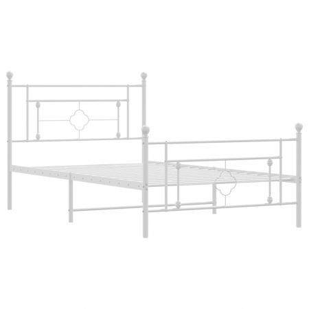 Metal Bed Frame with Headboard and Footboard White 107x203 cm