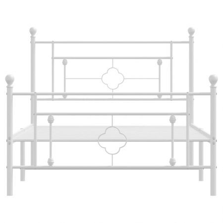 Metal Bed Frame with Headboard and Footboard White 107x203 cm