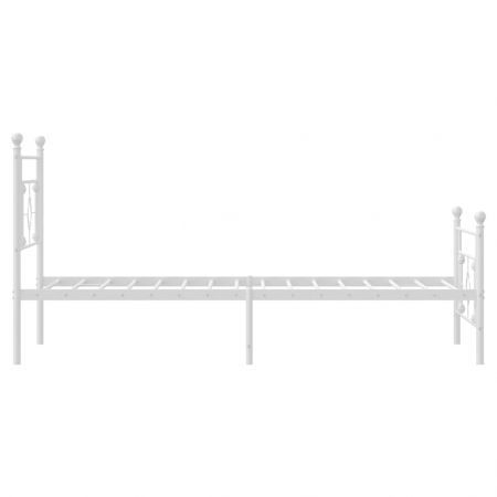 Metal Bed Frame with Headboard and Footboard White 107x203 cm