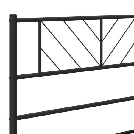 Metal Bed Frame with Headboard and Footboard Black 107x203 cm