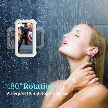 480 Degree Rotating Shower Phone Holder Waterproof Case with Touch Screen for 4 Inch to 7 Inch Cell Phone