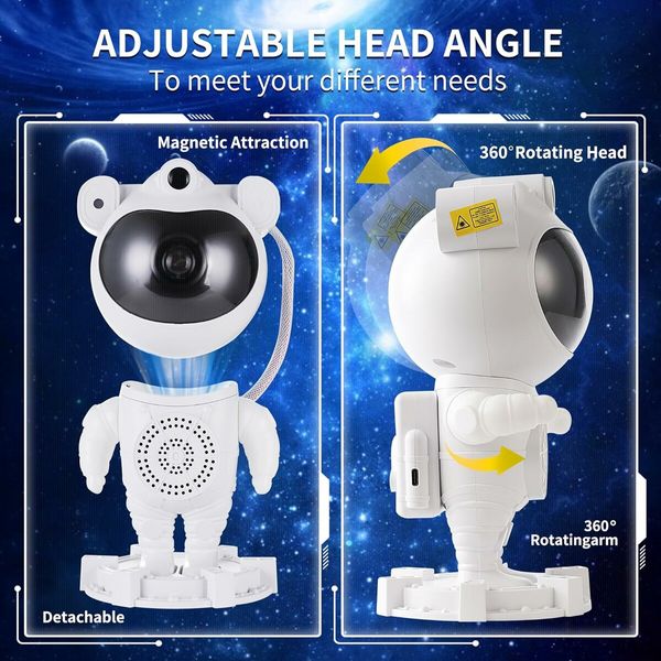 Astronaut Star Projector with Bluetooth Speaker, Galaxy Moon Nebula Ceiling Night Light, Remote Control, Gift for Kids for Bedroom, Christmas, Birthday