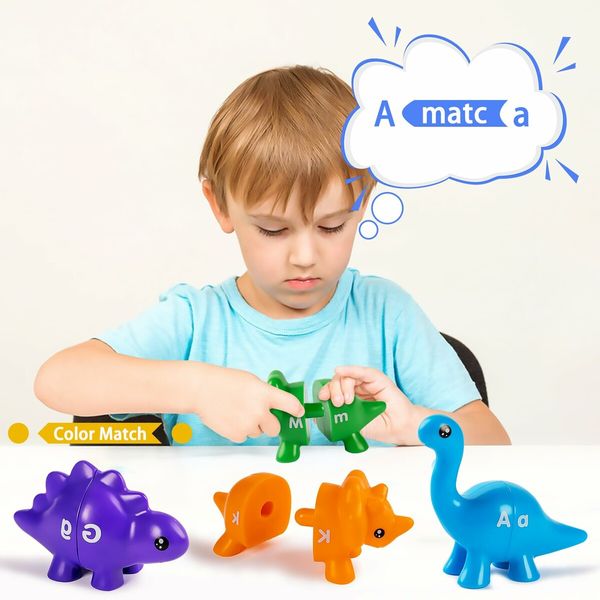 Dino ABC Matching Letters Learning  13 PCS Double-Sided Fine Motor Toy,Alphabet Match Game for Kids, Preschool Educational Montessori Toys Gifts