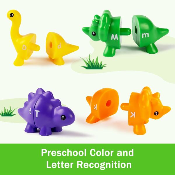 Dino ABC Matching Letters Learning  13 PCS Double-Sided Fine Motor Toy,Alphabet Match Game for Kids, Preschool Educational Montessori Toys Gifts