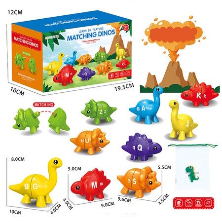 Dino ABC Matching Letters Learning  13 PCS Double-Sided Fine Motor Toy,Alphabet Match Game for Kids, Preschool Educational Montessori Toys Gifts