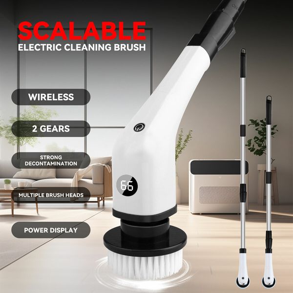 Electric Spin Scrubber Cleaning Brush Household Cordless Bath Tub Power Floor Scrubber With 7 Replaceable Heads for Cleaning