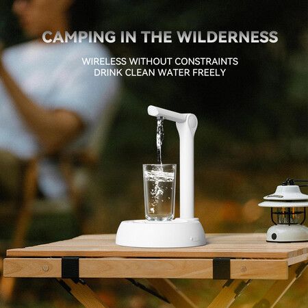 Desktop Water Bottle Dispenser - Smart Night Lights Countertop Water Dispenser Pump with 30 Degree Adjustable Angle for Home, Office, Outdoor(Black)