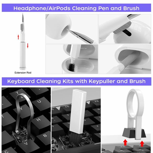 20 in 1 Laptop Screen Keyboard Cleaner Kit Electronics Device Cleaning Kits for Airpod,Phones,Keyboards,Earbuds,Camera(White)