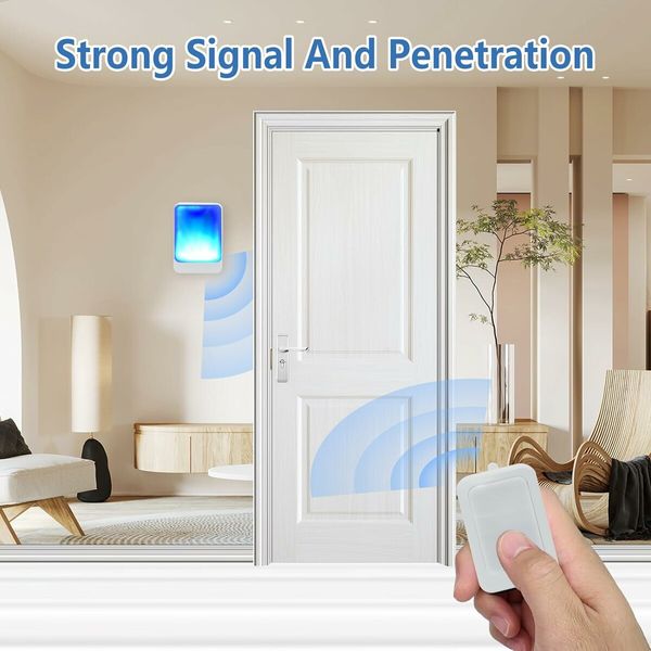 Loud Flash Doorbell Wireless System for the Elderly Hearing Impaired and Pregnant Women in White