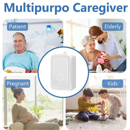 Loud Flash Doorbell Wireless System for the Elderly Hearing Impaired and Pregnant Women in White