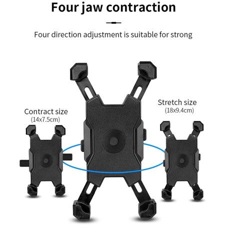 Bike Phone Mount Metal Motorcycle Handlebar Phone Holder Scooter Phone Clamp for 4.0 to 7.0 Inch Smartphone with 360 Degree Rotation Black