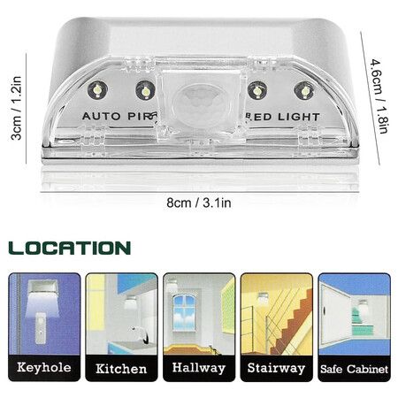 2 Pcs Keyhole Light, Infrared IR Wireless Door Lock Lamp, Auto Sensor Motion Detector, 4 LED Bulbs