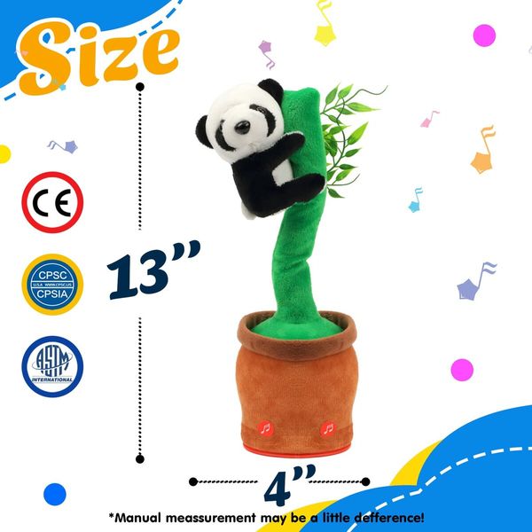 Glowing Dancing Panda Toy with Bamboo Repeats What You Say Talking Toy Wriggle Singing Mimicking Twisting Electric Light Up Interactive Animated Toy Speaking